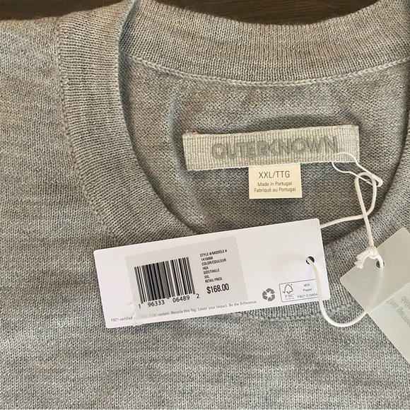 New Outerknown Palisades Pocket Sweater 100% Extrafine Merino Wool L, XXL - Picture 4 of 7